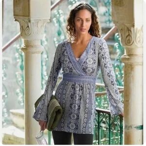 Athleta Nirvana Tunic Pancy Purple Ornate Lightweight Dress Beach Coverup Size S